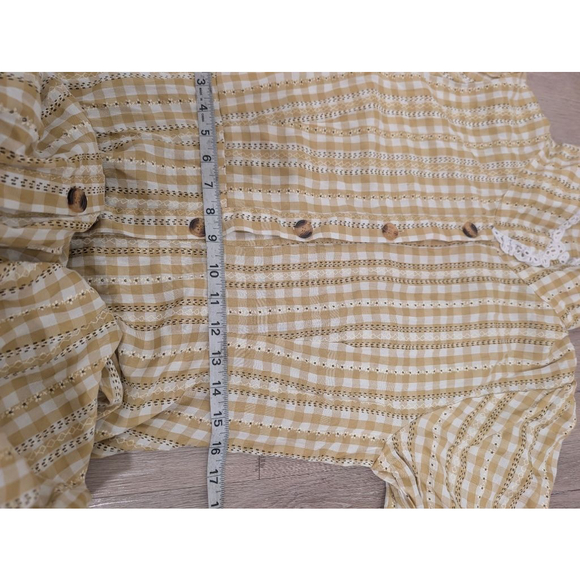 Floral Garden Midi Dress with Peter Pan Collar - Yellow Gingham - Picture 7 of 9